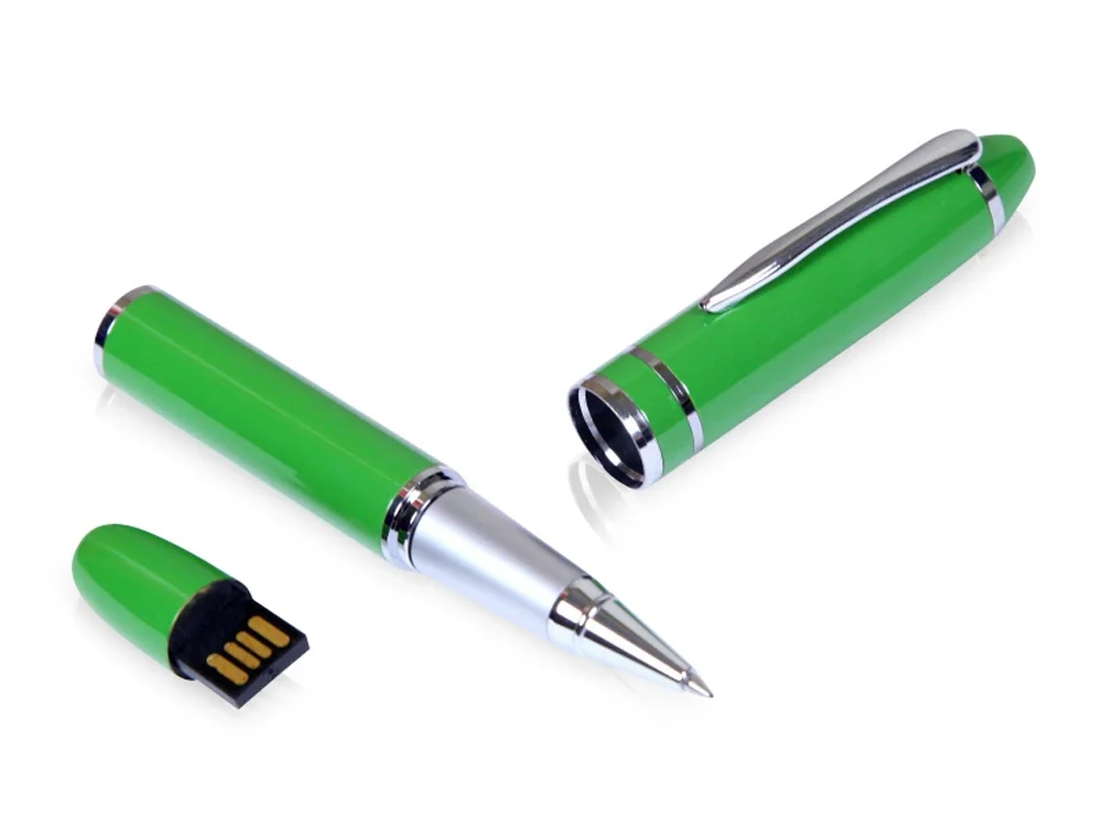 USB 2.0- флешка на 32 Гб в виде ручки с мини чипом зеленый 32Gb - фото 1