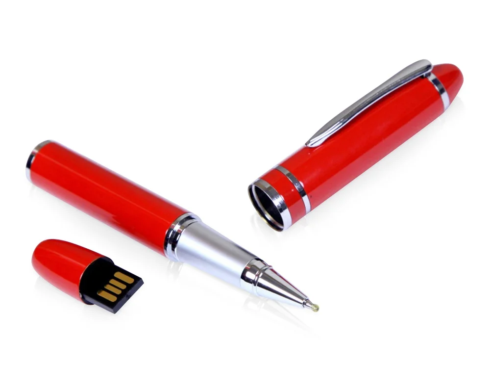 USB 2.0- флешка на 64 Гб в виде ручки с мини чипом красный 64Gb - фото 1