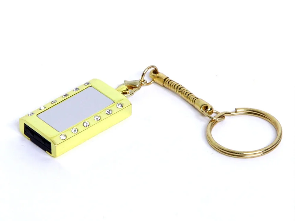 USB 2.0- флешка на 8 Гб Кулон с кристаллами и мини чипом серебристый/золотистый 8Gb - фото 2