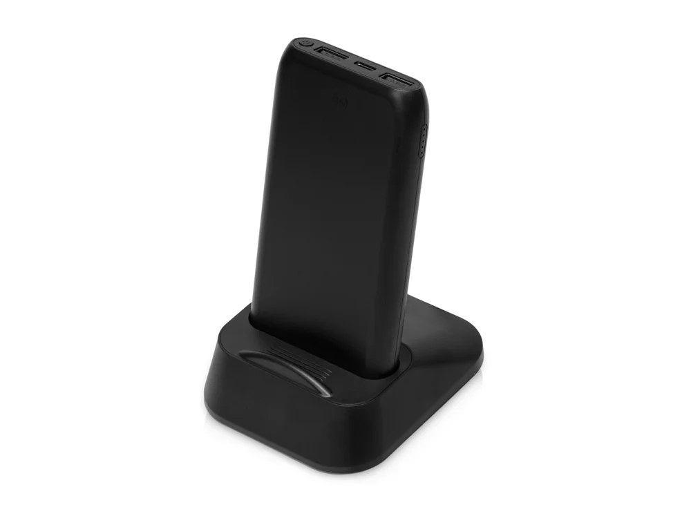Беспроводное портативное зарядное устройство с зарядной станцией «UnIQ», 10000 mAh, черный - фото 2