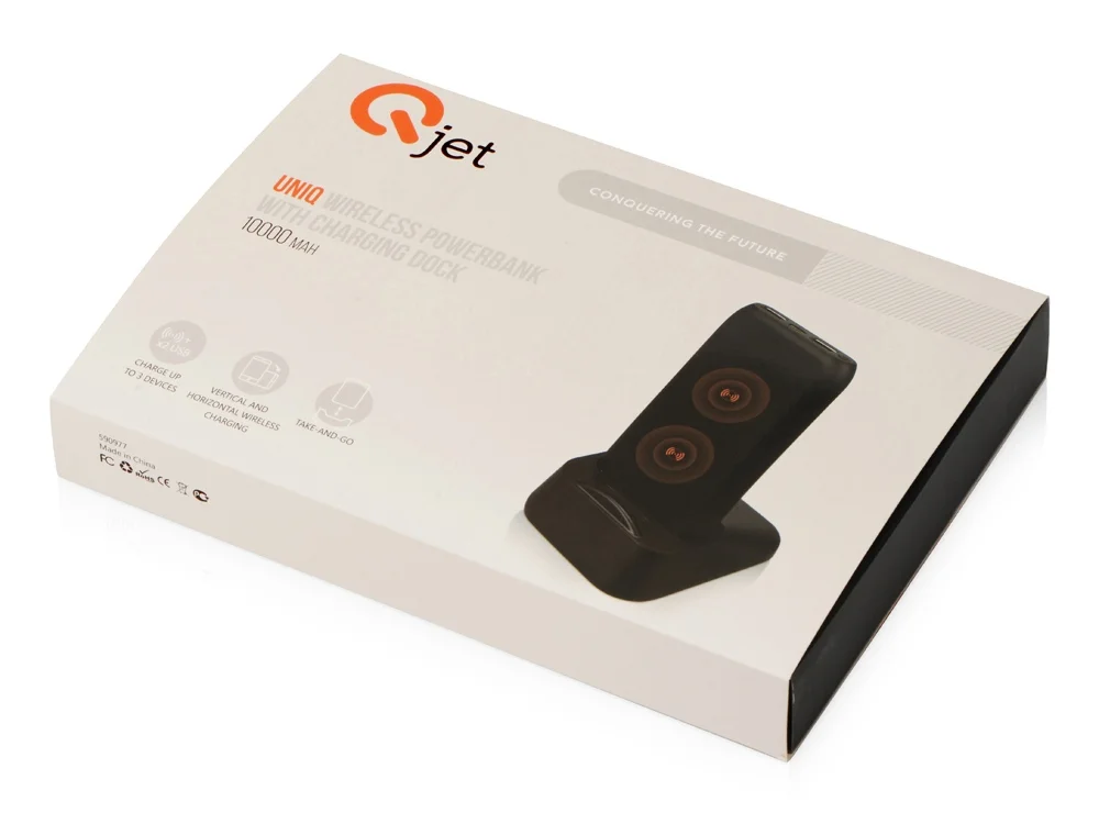 Беспроводное портативное зарядное устройство с зарядной станцией «UnIQ», 10000 mAh, черный - фото 23