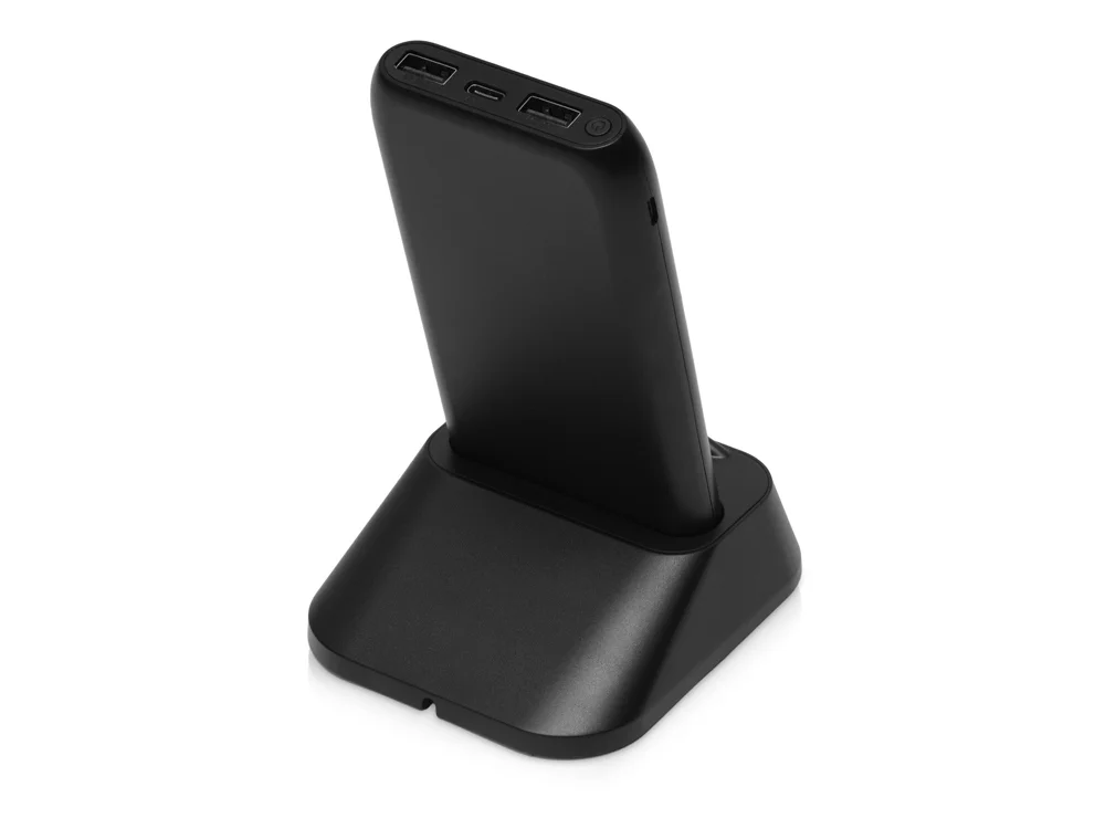 Беспроводное портативное зарядное устройство с зарядной станцией «UnIQ», 10000 mAh, черный - фото 5