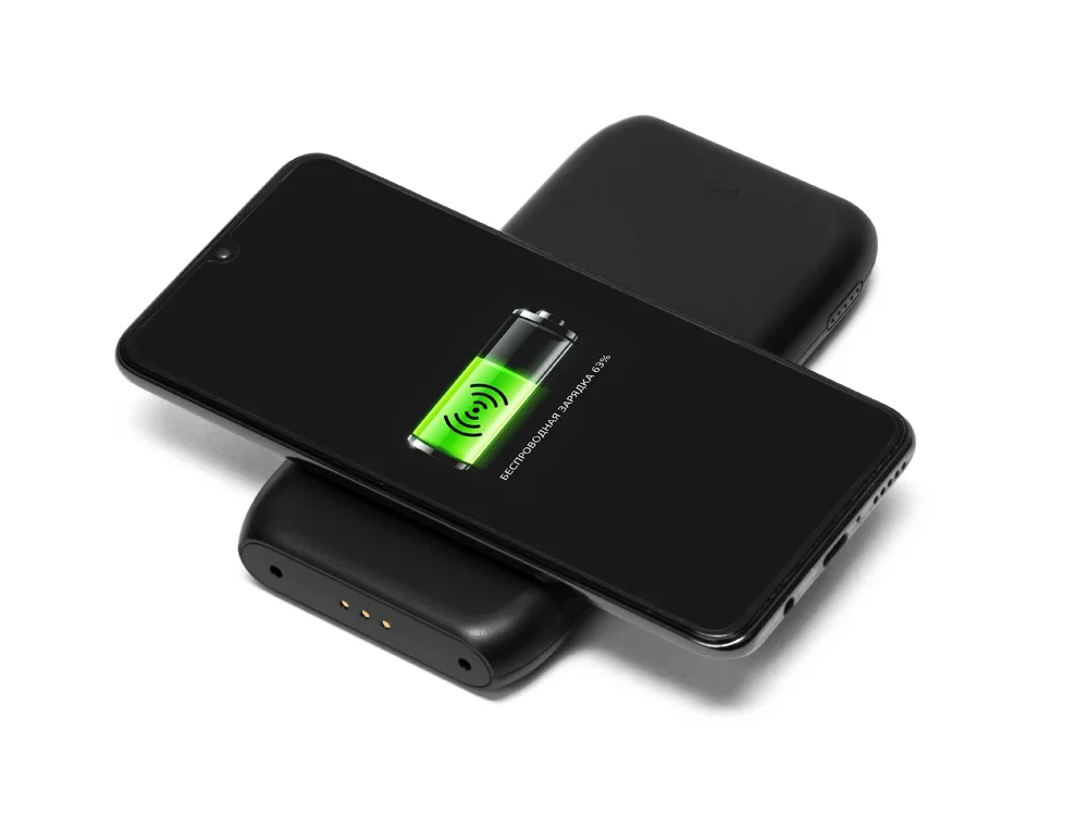 Беспроводное портативное зарядное устройство с зарядной станцией «UnIQ», 10000 mAh, черный - фото 6