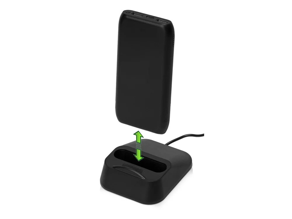 Беспроводное портативное зарядное устройство с зарядной станцией «UnIQ», 10000 mAh, черный - фото 8