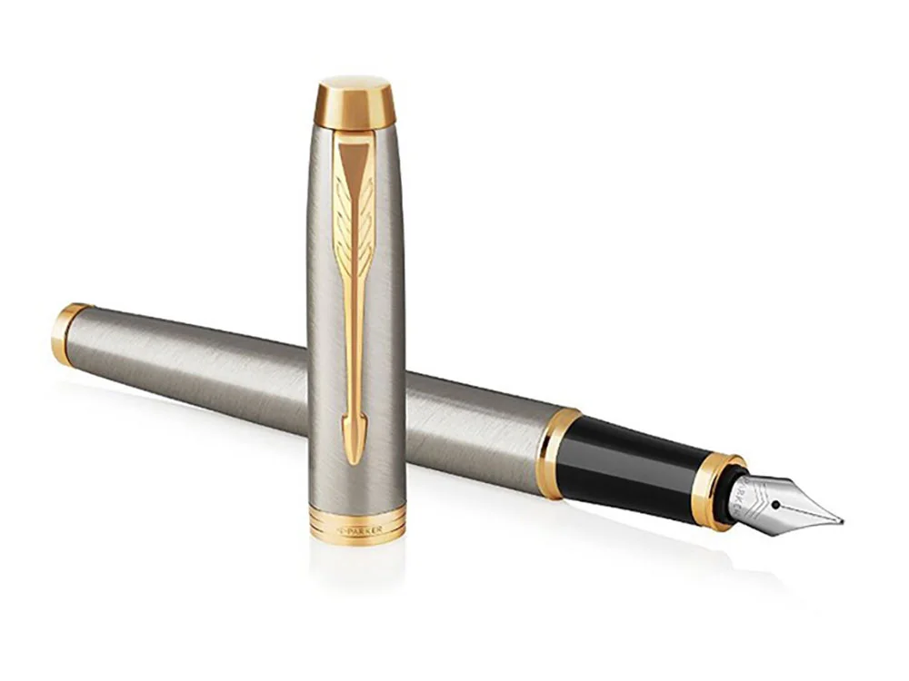 Ручка перьевая Parker IM Metal Brushed Metal GT серебристый/золотистый - фото 3