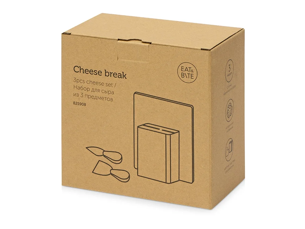 Набор для сыра из 3 предметов Cheese Break ножи- белый/серебристый доска- белый подставка- натуральный - фото 14