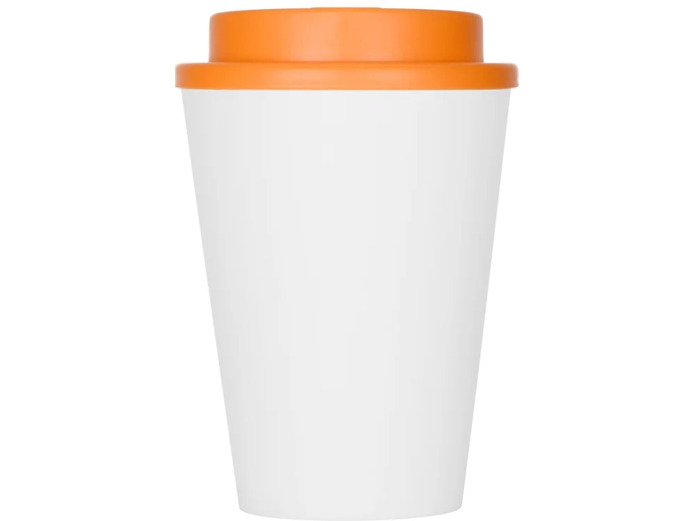 Пластиковый стакан с двойными стенками Take away белый/оранжевый 350 мл - фото 4
