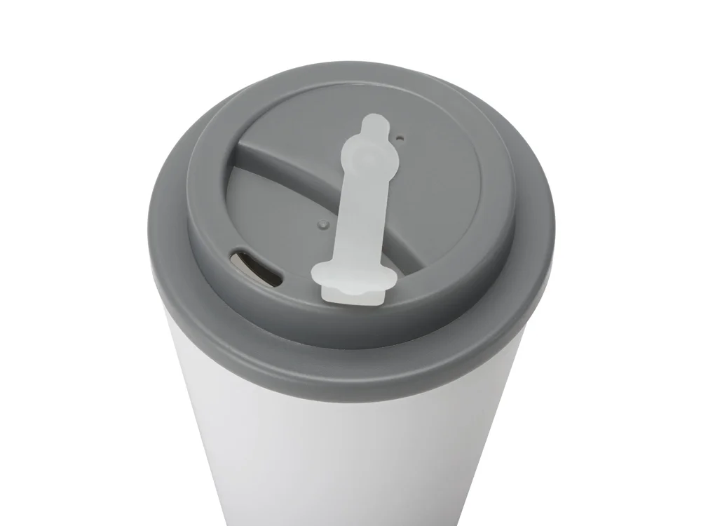 Пластиковый стакан с двойными стенками Take away белый/серый 350 мл - фото 3