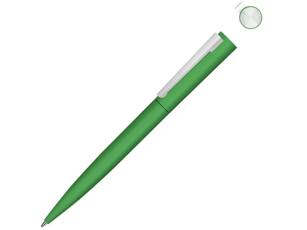 Ручка шариковая металлическая Brush Gum soft-touch зеленый - фото 1