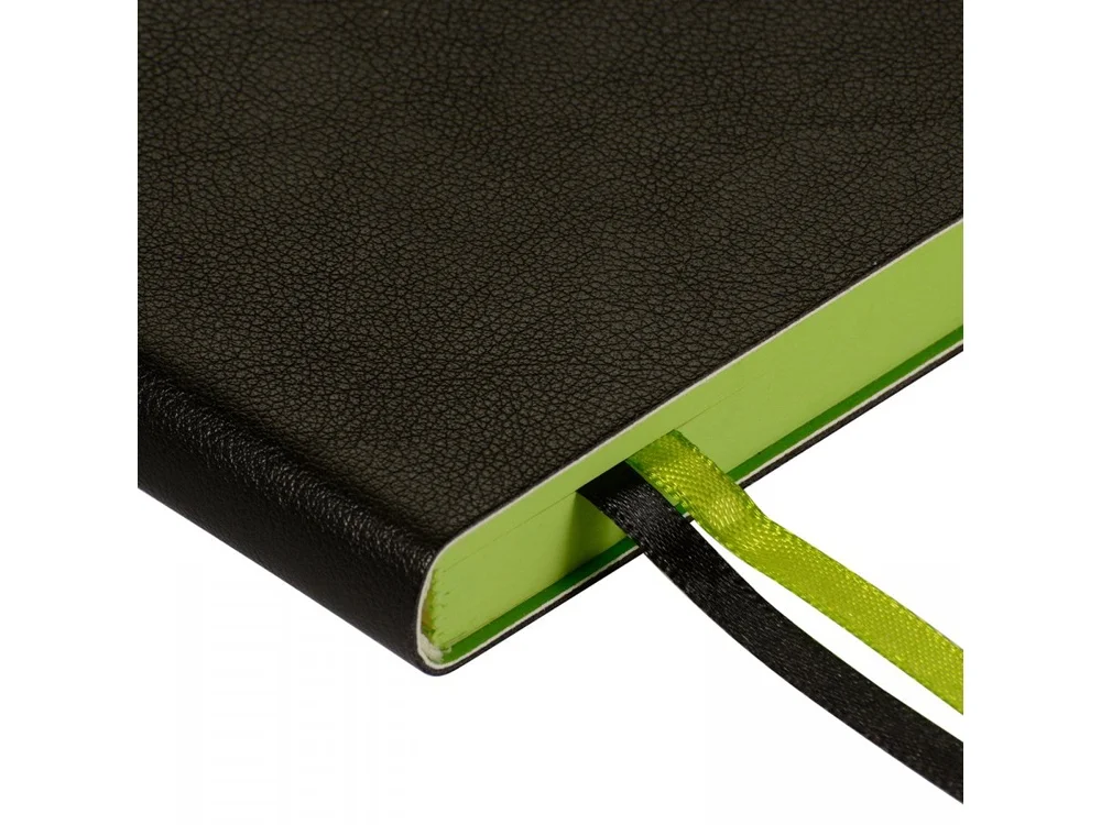 Ежедневник недатированный А5 Boston черный с обрезом цвета зеленого яблока - фото 5