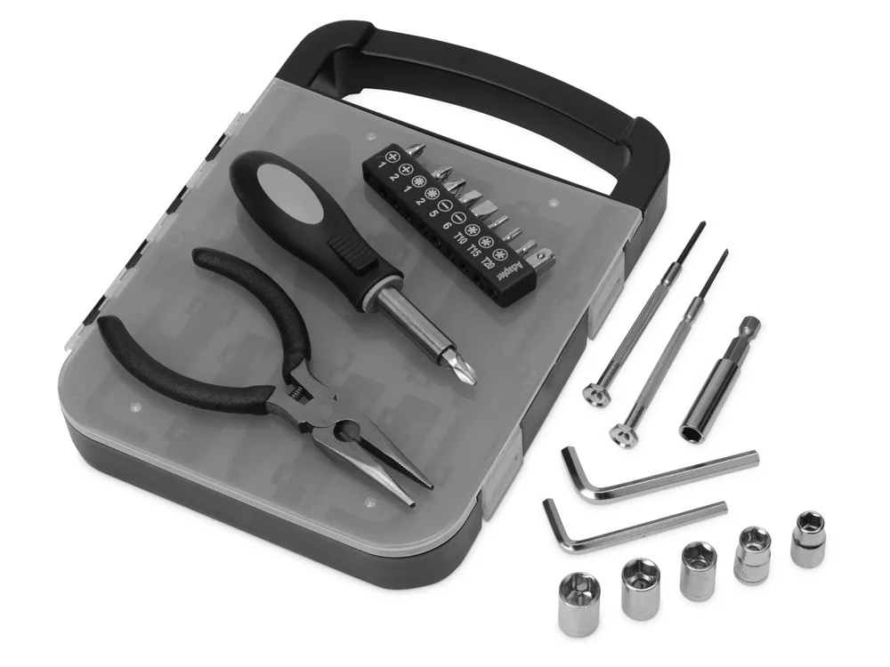 Набор инструментов в пластиковом кейсе «Fixit», черный, прозрачный - фото 2