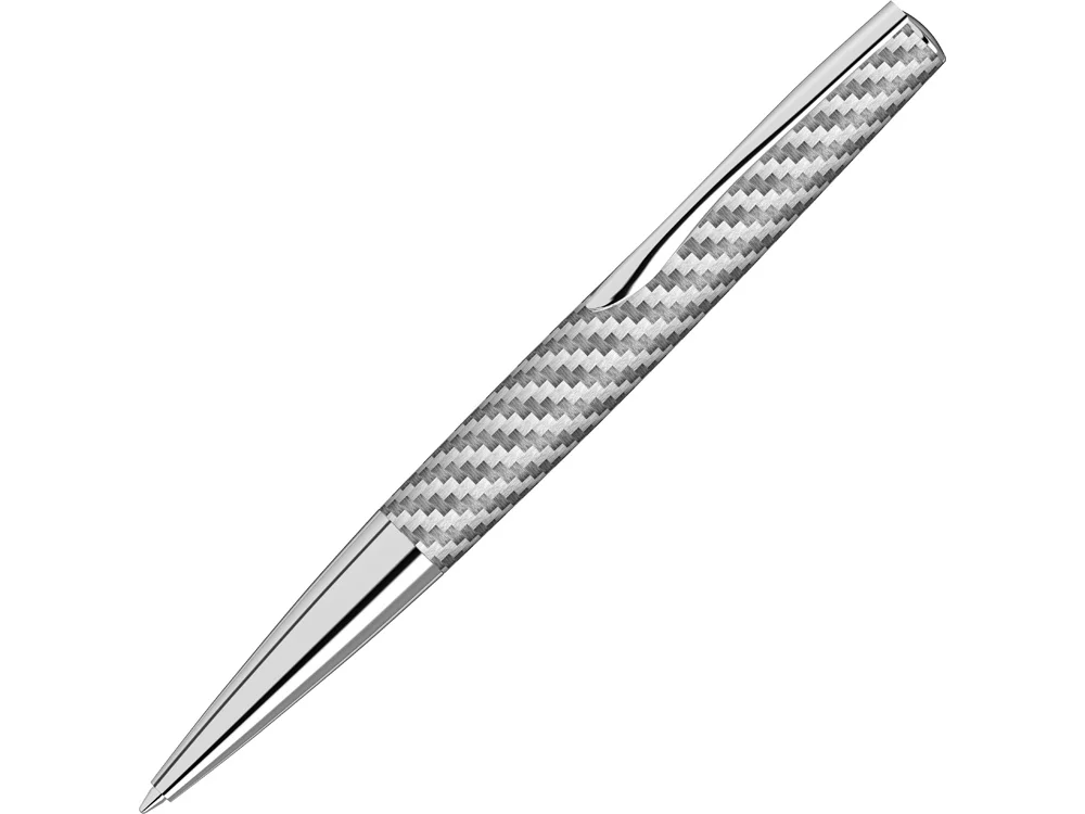 Ручка шариковая металлическая Elegance из карбонового волокна серебристый - фото 1