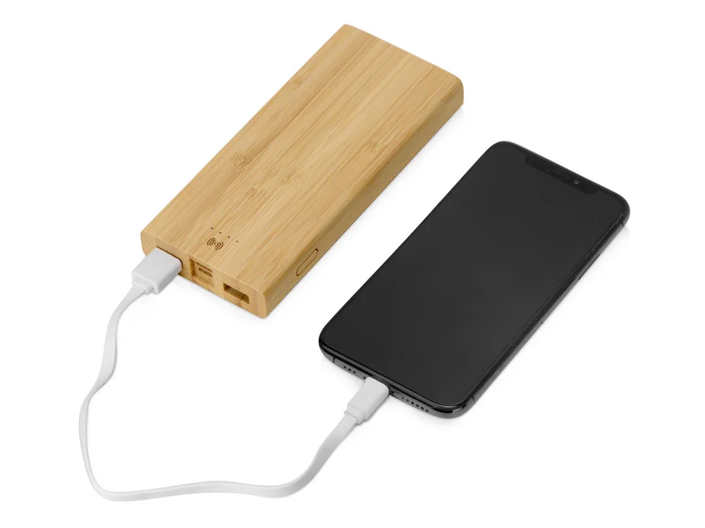 Внешний беспроводной аккумулятор из бамбука Bamboo Air 10000 mAh натуральный - фото 2