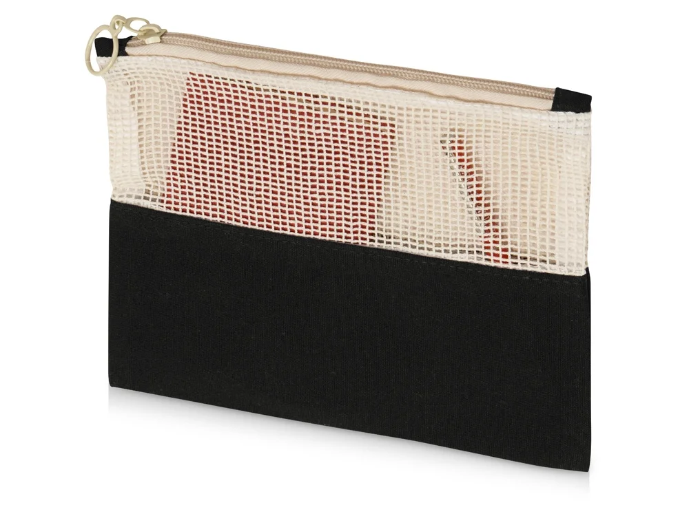 Косметичка Mesh хлопковая с сетчатой вставкой черный - фото 2