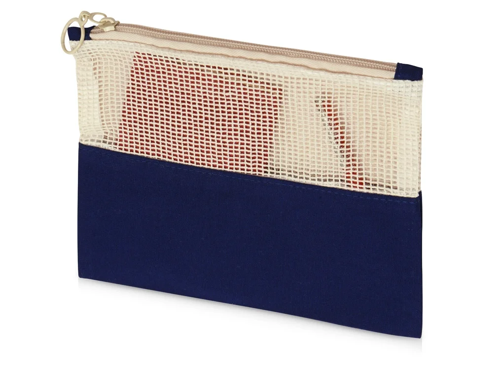 Косметичка Mesh хлопковая с сетчатой вставкой темно-синий - фото 2