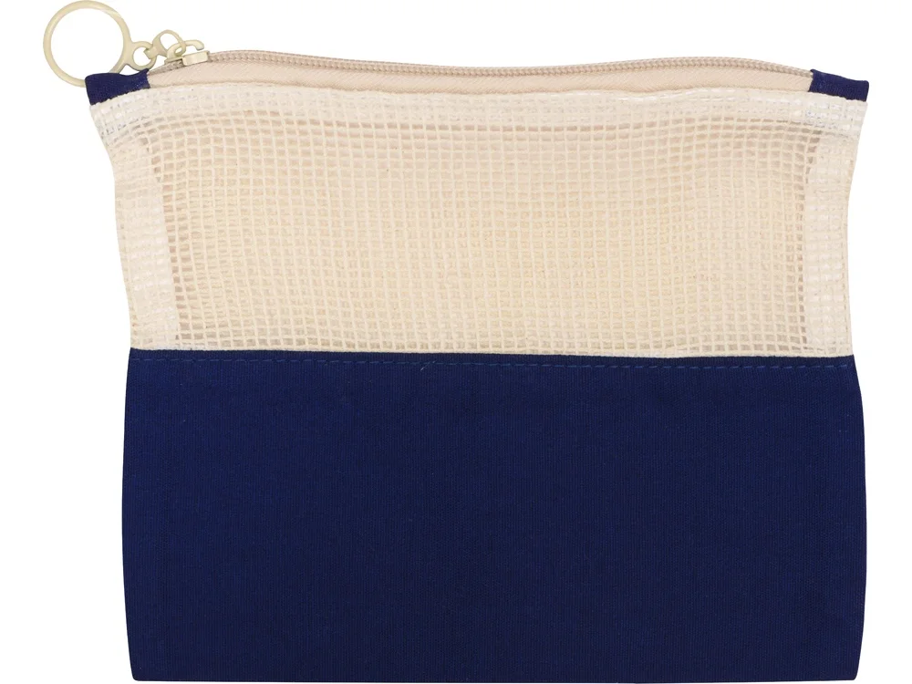Косметичка Mesh хлопковая с сетчатой вставкой темно-синий - фото 3