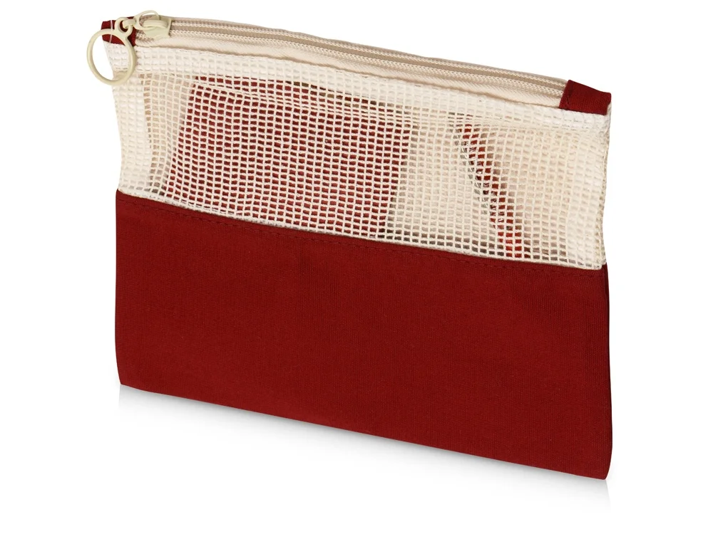 Косметичка Mesh хлопковая с сетчатой вставкой красный - фото 2