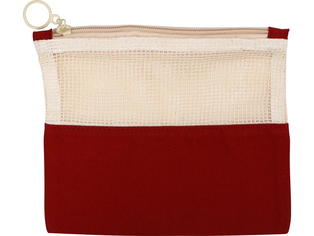 Косметичка Mesh хлопковая с сетчатой вставкой красный - фото 3