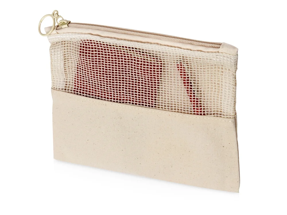 Косметичка Mesh хлопковая с сетчатой вставкой натуральный - фото 2