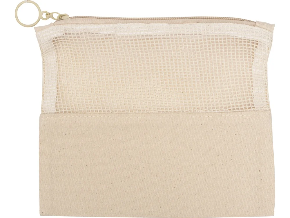 Косметичка Mesh хлопковая с сетчатой вставкой натуральный - фото 3