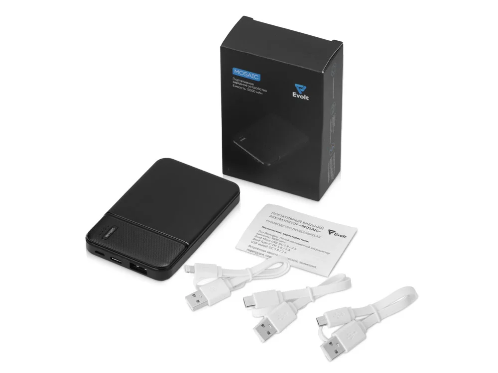 Внешний аккумулятор Mosaic 5000 mAh черный - фото 4