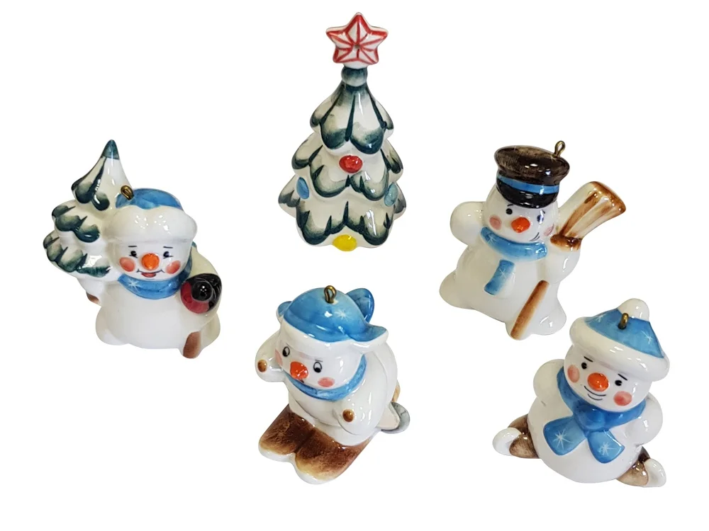 Набор новогодних игрушек, белый/голубой - фото 2