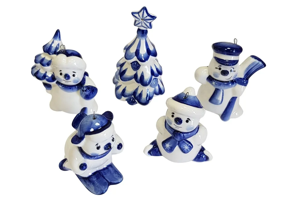 Набор новогодних игрушек белый/синий - фото 2