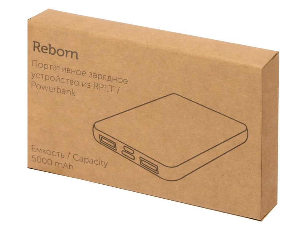 Внешний аккумулятор из rPET Reborn 5000 mAh серый - фото 10