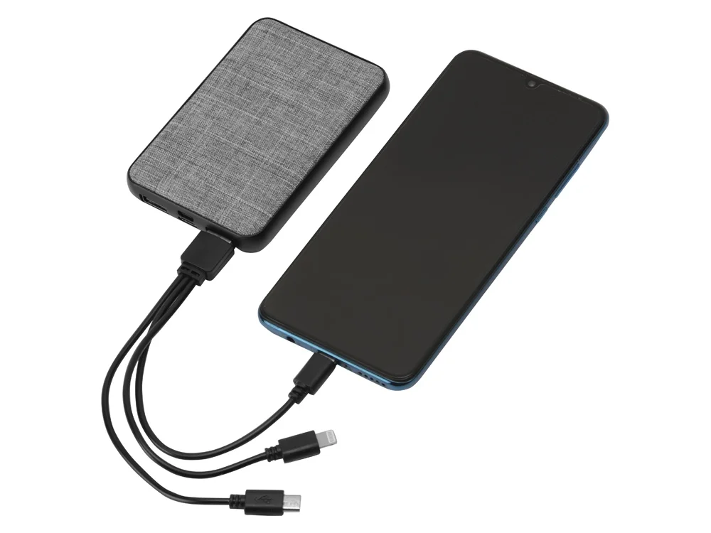 Внешний аккумулятор из rPET Reborn 5000 mAh серый - фото 2