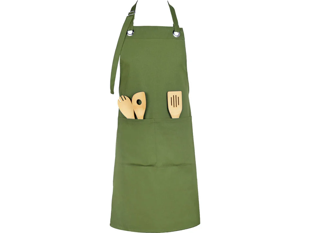 Хлопковый фартук с карманом «Delight», хаки - фото 2