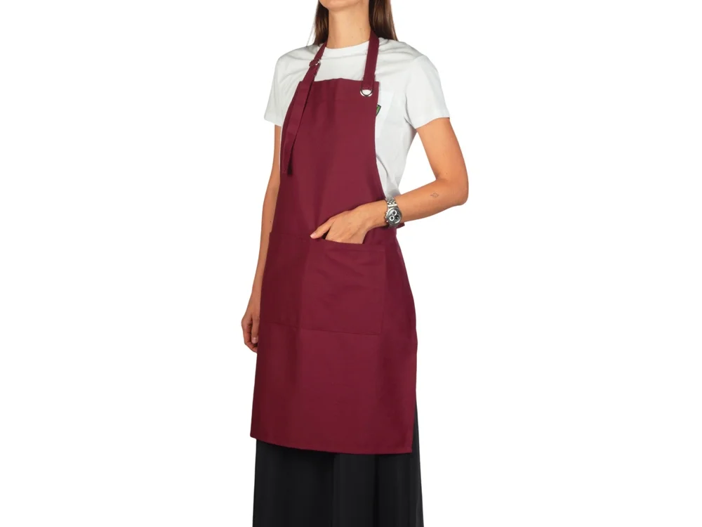 Хлопковый фартук с карманом «Delight», красный бургунди - фото 3