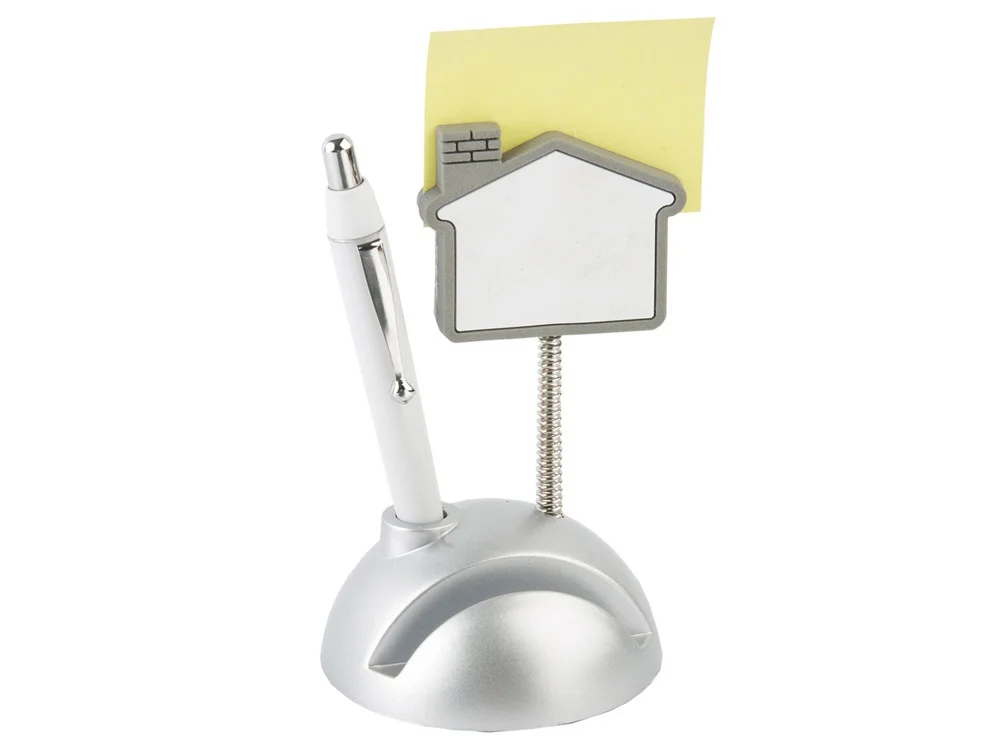 Подставка для визиток «Домик», серебристый/белый