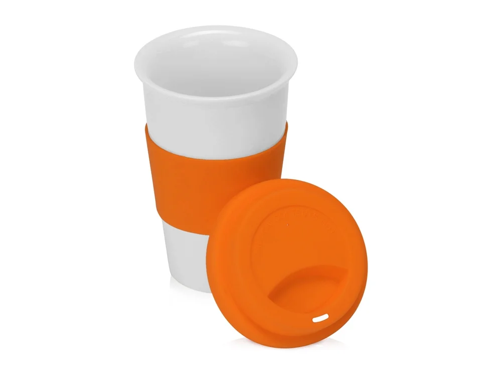 Фарфоровая кружка с двойными стенками «Toronto», белый/оранжевый, 300 мл - фото 2