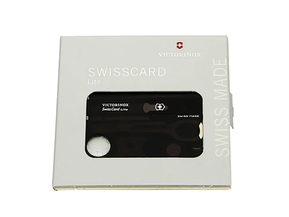 Швейцарская карточка SwissCard Lite 13 функций полупрозрачный черный - фото 2