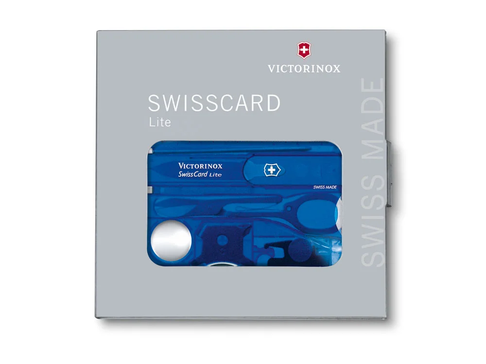 Швейцарская карточка SwissCard Lite 13 функций полупрозрачный синий - фото 2