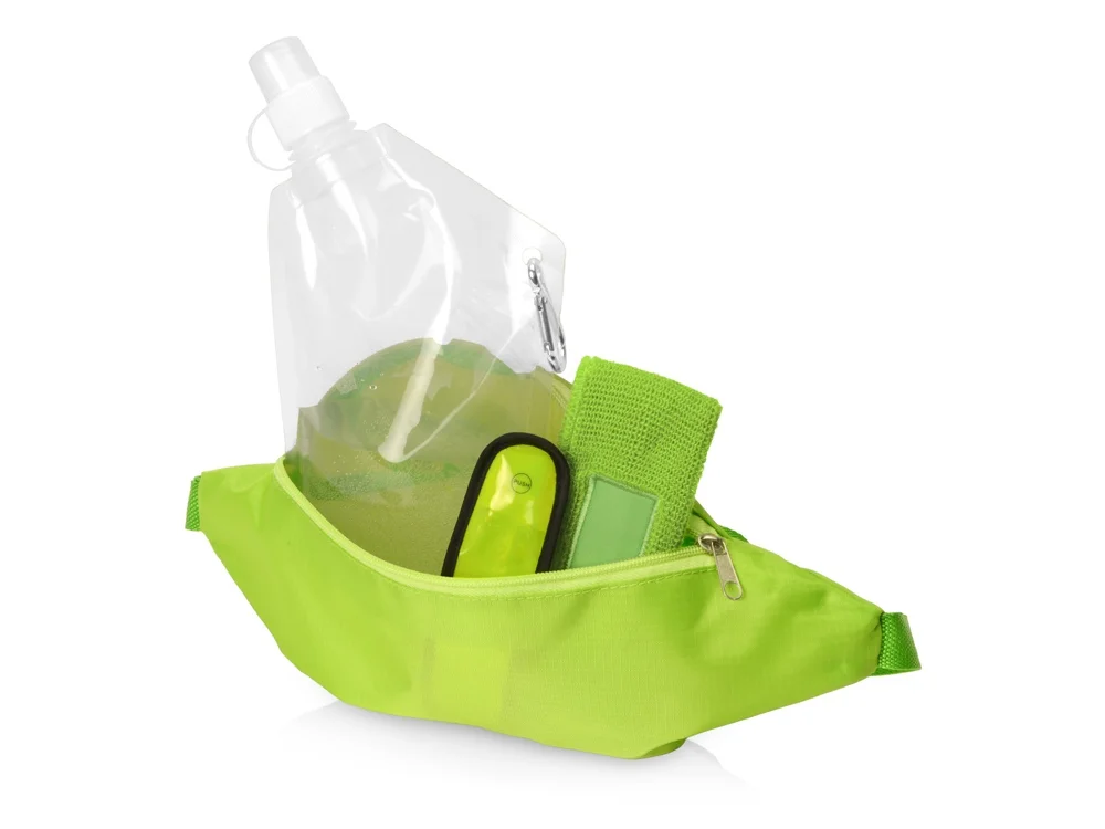 Набор для спорта «Keen glow», сумка- зеленое яблоко, повязка- лайм, емкость- прозрачный, браслет- желтый, 600 мл - фото 2