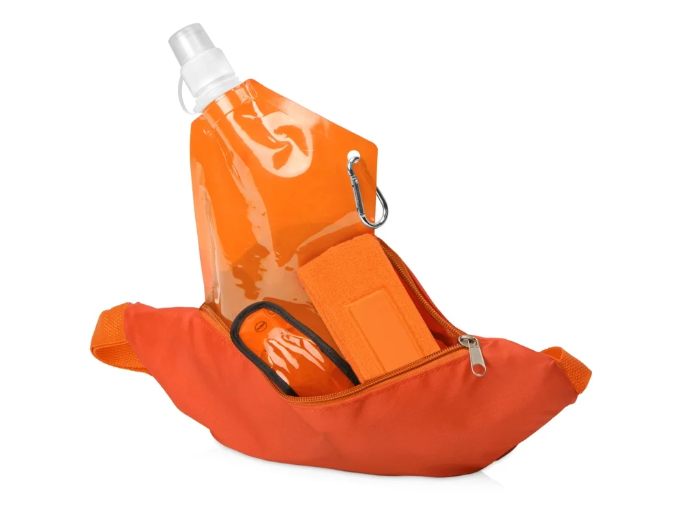 Набор для спорта «Keen glow», сумка- оранжевый, повязка- оранжевый, емкость- оранжевый прозрачный, браслет- оранжевый, 600 мл - фото 2