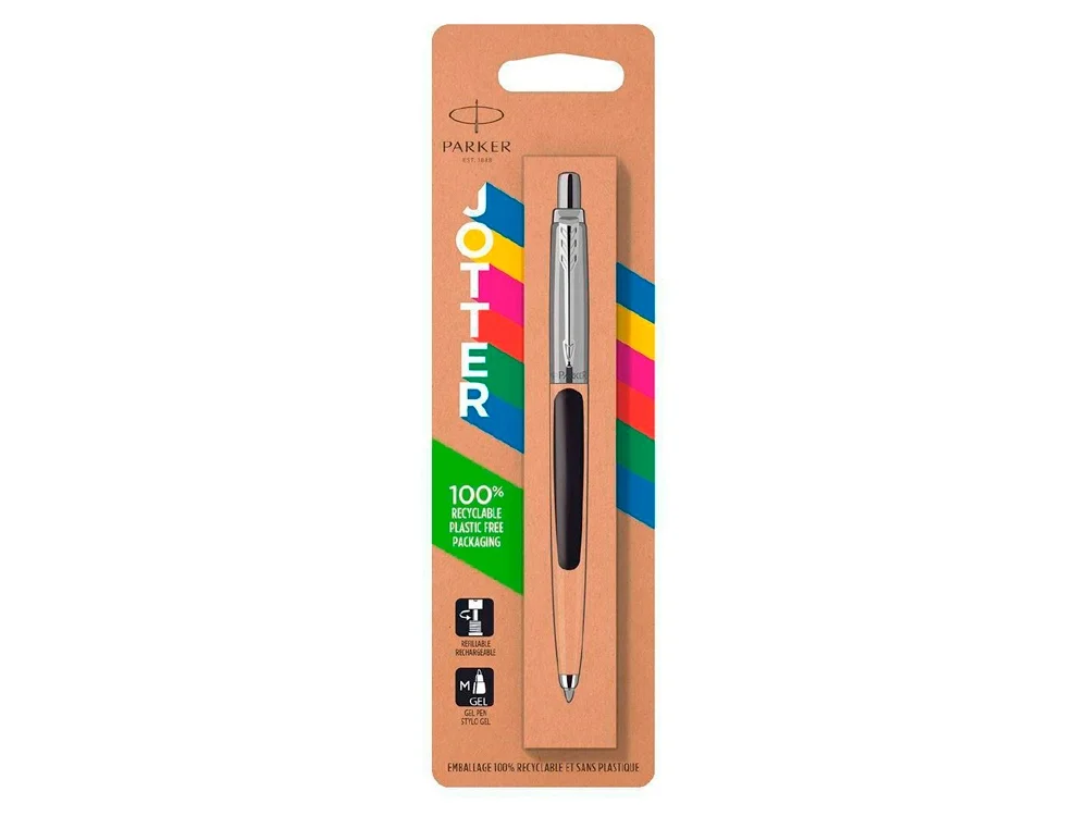 Ручка шариковая Parker Jotter Originals в эко-упаковке черный/серебристый - фото 3