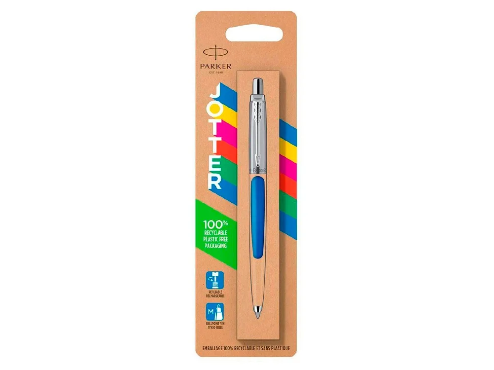 Ручка шариковая Parker Jotter Originals в эко-упаковке синий/серебристый - фото 3
