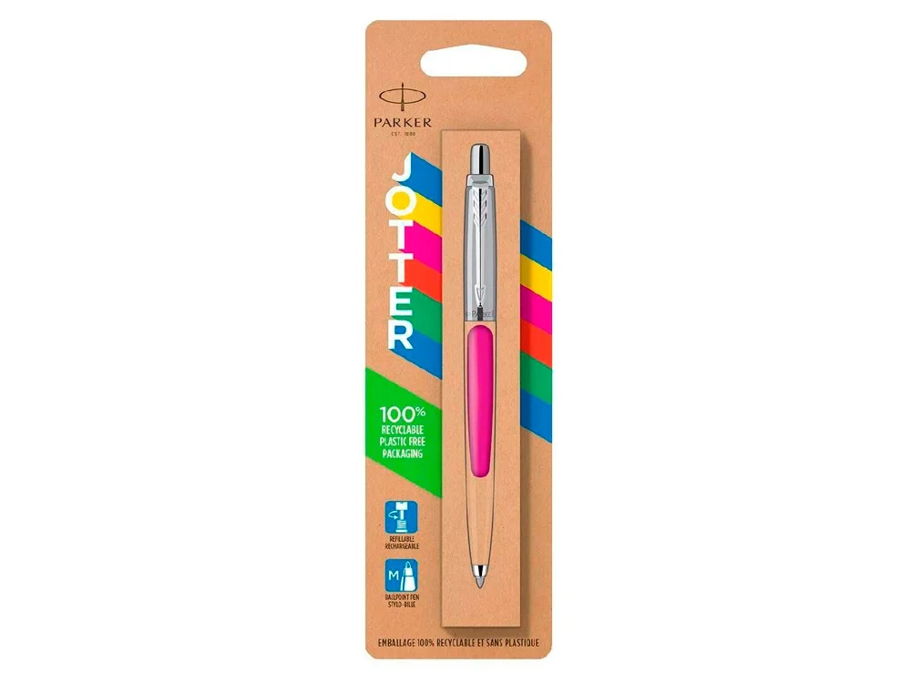 Ручка шариковая Parker Jotter Originals в эко-упаковке розовый/серебристый - фото 3