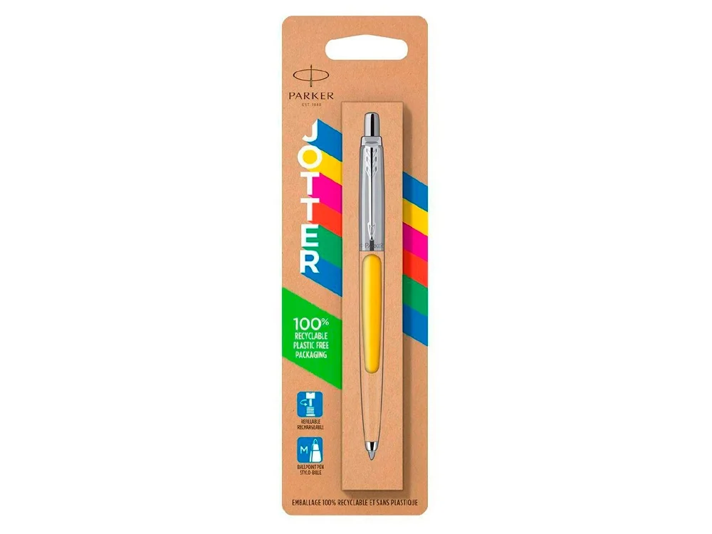 Ручка шариковая Parker Jotter Originals в эко-упаковке желтый/серебристый - фото 3