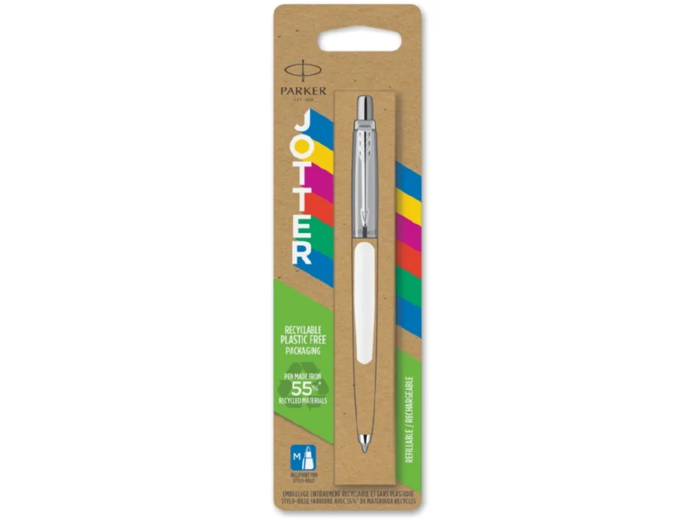 Ручка шариковая Parker Jotter Originals в эко-упаковке белый серебристый - фото 3