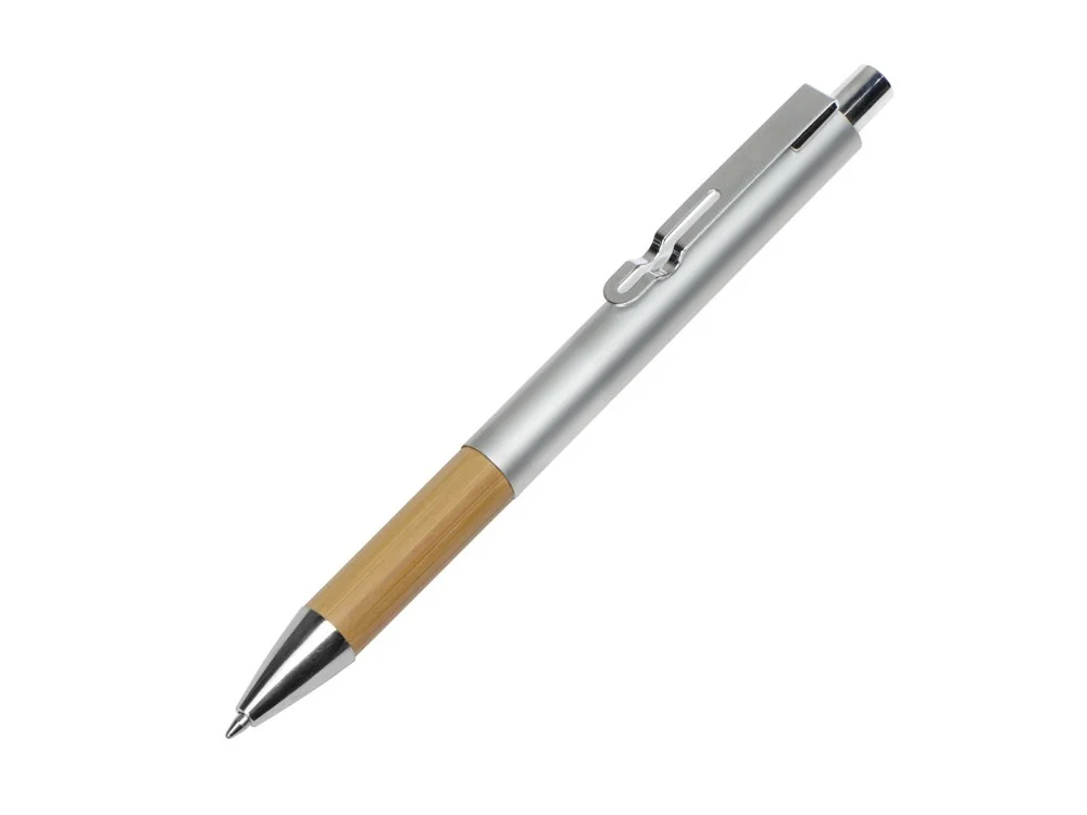 Ручка металлическая шариковая Sleek серебристый/натуральный - фото 1