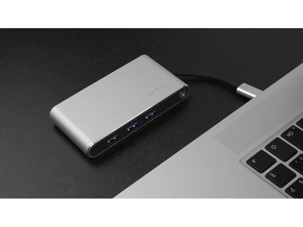 Хаб 8-в-1 Type-C Hermes USB 3.0 x 3 Type-C PD HDMI LAN картридер черный - фото 12