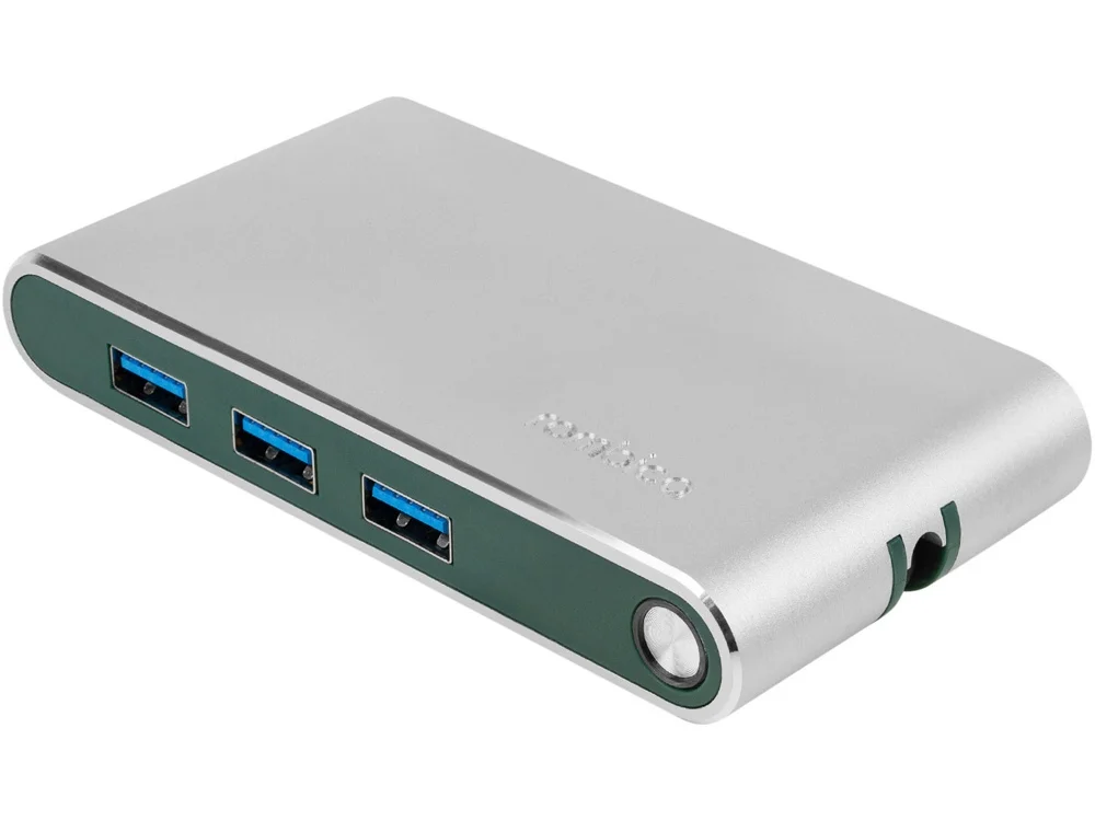 Хаб 8-в-1 Type-C Hermes USB 3.0 x 3 Type-C PD HDMI LAN картридер зеленый - фото 1