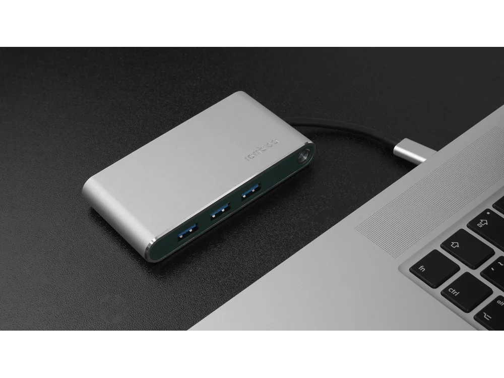 Хаб 8-в-1 Type-C Hermes USB 3.0 x 3 Type-C PD HDMI LAN картридер зеленый - фото 12
