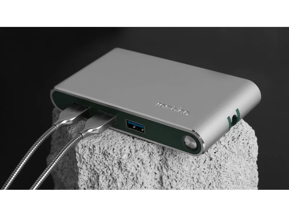 Хаб 8-в-1 Type-C Hermes USB 3.0 x 3 Type-C PD HDMI LAN картридер зеленый - фото 6