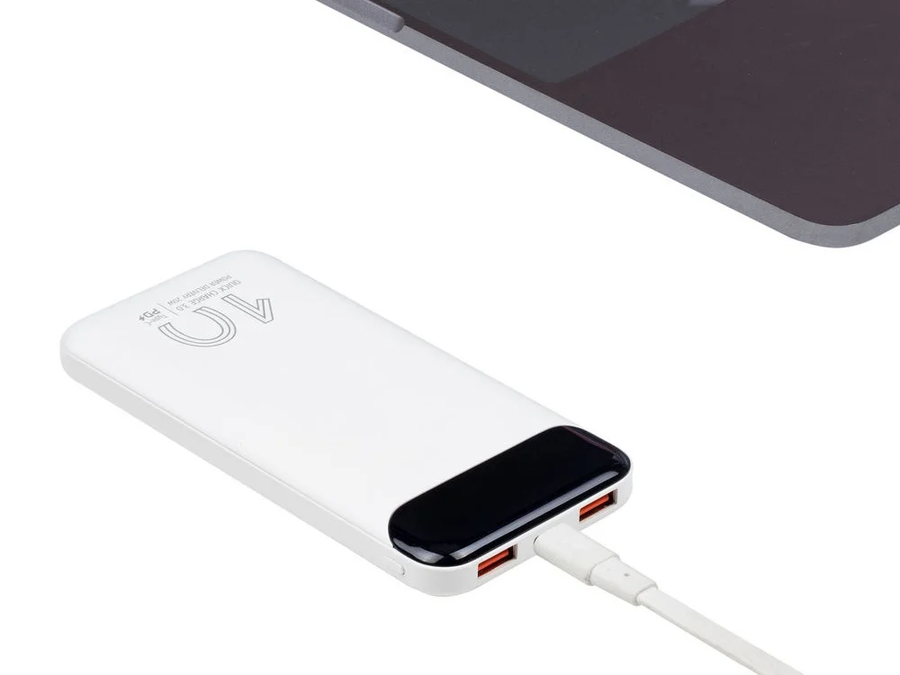 Внешний аккумулятор с дисплеем 10000 mAh белый - фото 11