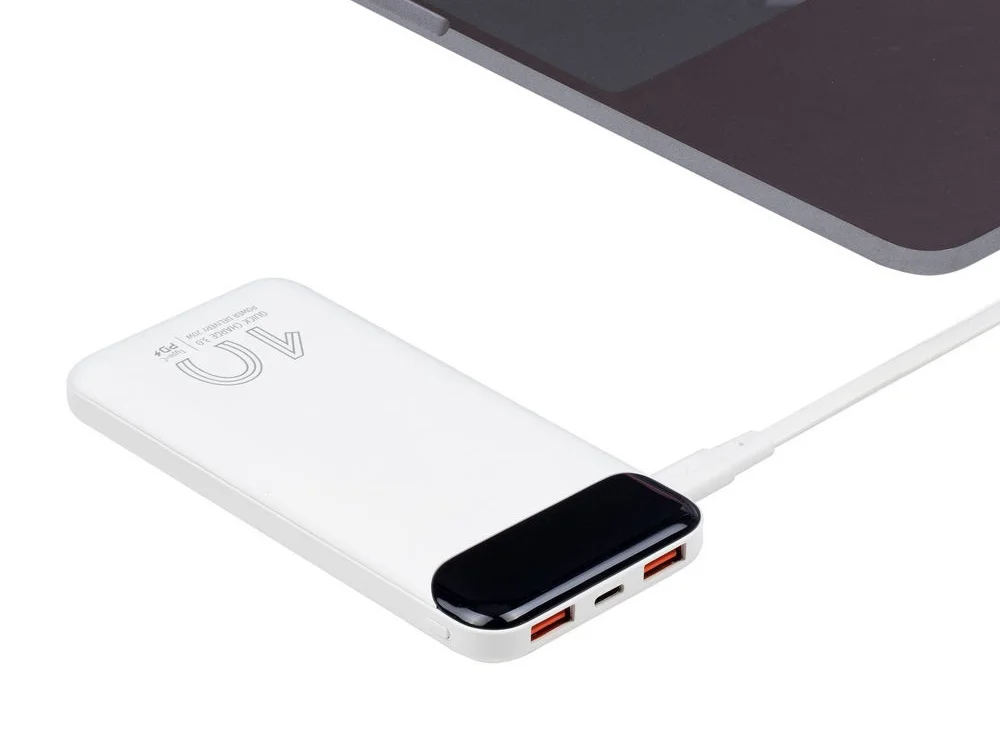 Внешний аккумулятор с дисплеем 10000 mAh белый - фото 12