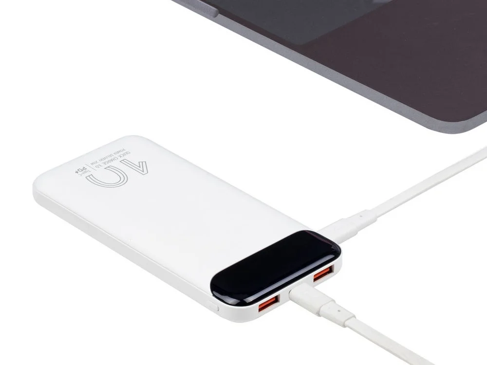 Внешний аккумулятор с дисплеем 10000 mAh белый - фото 13